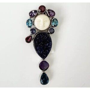 NWT Mystical Madness Sterling Silver Brooch Pendant Sajen-Style Face Amtheyst